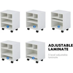 FITUEYES Supporto Per Stampante Legno Con Ruote Scrivania Lato Mobile 4 Stoccaggi 40x30x48.5cm Bianco PS404005WW -Ufficio E Casa 60590607 2