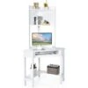 COSTWAY Scrivania Angolare In Legno, Scrivania Porta PC Con Libreria, Vassoio Per Tastiera E Ripiani, Scrivania Salvaspazio E Moderna Per Casa E Ufficio, 70 X 70 X 172 Cm, Bianco -Ufficio E Casa 60804720 1