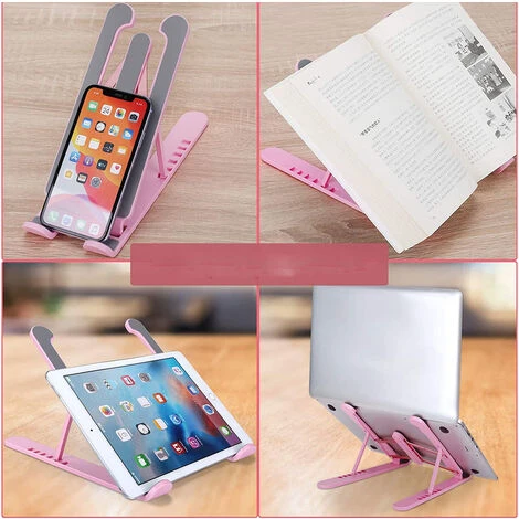 Supporto Portatile Cellulare Pc Tablet Staffa Base Regolabile Pieghevole Rosa 4 Supporto Portatile Cellulare Pc Tablet Staffa Base Regolabile Pieghevole Rosa - immagine 2