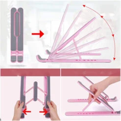 Supporto Portatile Cellulare Pc Tablet Staffa Base Regolabile Pieghevole Rosa 11 Supporto Portatile Cellulare Pc Tablet Staffa Base Regolabile Pieghevole Rosa -Ufficio E Casa 60940486 5