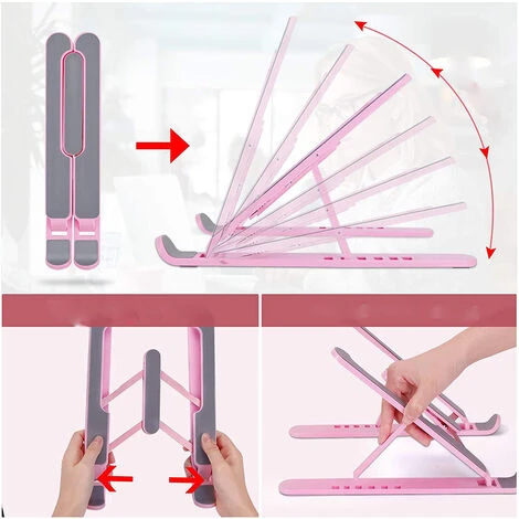 Supporto Portatile Cellulare Pc Tablet Staffa Base Regolabile Pieghevole Rosa 7 Supporto Portatile Cellulare Pc Tablet Staffa Base Regolabile Pieghevole Rosa - immagine 5