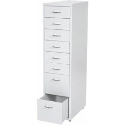 Nova Cassettiera Armadietto Per Ufficio Boston Con Ruote E 8 Cassetti Vari Colori Colore : BIANCO