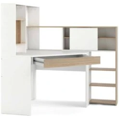 Dmora Scrivania Angolare Con Libreria, Colore Bianco E Rovere, Cm 138 X 141 X 101 -Ufficio E Casa 63752099 4