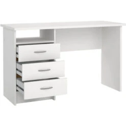 Dmora Scrivania Lineare Con Tre Cassetti, Colore Bianco, Misure 120 X 72 X 48 Cm -Ufficio E Casa 63752404 3