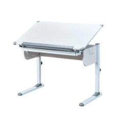 Dmora Scrivania Regolabile In Altezza Con Ripiano Inclinabile, In Metallo Bianco, Cm 110x68x55-78 -Ufficio E Casa 63753882 3