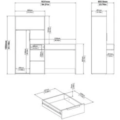 Dmora Scrivania Multifunzione Con Libreria, Cassetto E Anta, Colore Bianco E Rovere, Cm 162 X 155 X 60 9 Dmora Scrivania Multifunzione Con Libreria, Cassetto E Anta, Colore Bianco E Rovere, Cm 162 X 155 X 60 -Ufficio E Casa 63754198 3