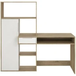 Dmora Scrivania Multifunzione Con Libreria, Cassetto E Anta, Colore Bianco E Rovere, Cm 162 X 155 X 60 11 Dmora Scrivania Multifunzione Con Libreria, Cassetto E Anta, Colore Bianco E Rovere, Cm 162 X 155 X 60 -Ufficio E Casa 63754198 5