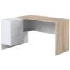 Dmora Scrivania Greensboro, Scrittoio Multifunzione Reversibile Da Ufficio Con Cassettiera, Tavolo Da Studio O Ufficio Porta PC Ad Angolo, Cm 145x108h73, Rovere E Bianco -Ufficio E Casa 63755022 1