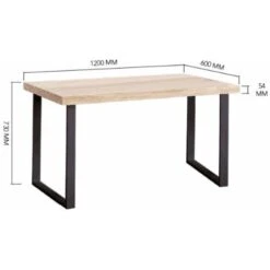 Skraut Home - Scrivania NATURAL - Tavolo Di Studio - Piano In Legno Colore Rovere Nordico Spessore 54 Mm. Gambe In Metallo Nero. 120x60x73cm -Ufficio E Casa 64996361 4