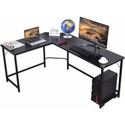 RELAX4LIFE Scrivania Angolare A Forma Di L, Postazione Di Lavoro Per Computer In Struttura Di Ferro Stabile Con Piano Spazioso, Tavolo Da Studio In Stile Industriale, 167,5 X 125,5 X 73,5 Cm (nero)