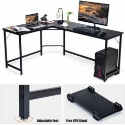 RELAX4LIFE Scrivania Angolare A Forma Di L, Postazione Di Lavoro Per Computer In Struttura Di Ferro Stabile Con Piano Spazioso, Tavolo Da Studio In Stile Industriale, 167,5 X 125,5 X 73,5 Cm (nero) 10 RELAX4LIFE Scrivania Angolare A Forma Di L, Postazione Di Lavoro Per Computer In Struttura Di Ferro Stabile Con Piano Spazioso, Tavolo Da Studio In Stile Industriale, 167,5 X 125,5 X 73,5 Cm (nero) -Ufficio E Casa 67415272 4