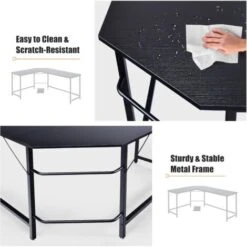 RELAX4LIFE Scrivania Angolare A Forma Di L, Postazione Di Lavoro Per Computer In Struttura Di Ferro Stabile Con Piano Spazioso, Tavolo Da Studio In Stile Industriale, 167,5 X 125,5 X 73,5 Cm (nero) 11 RELAX4LIFE Scrivania Angolare A Forma Di L, Postazione Di Lavoro Per Computer In Struttura Di Ferro Stabile Con Piano Spazioso, Tavolo Da Studio In Stile Industriale, 167,5 X 125,5 X 73,5 Cm (nero) -Ufficio E Casa 67415272 5