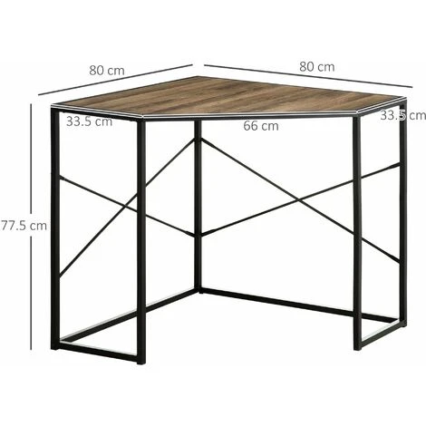 HOMCOM Scrivania Angolare A L Per Computer In Acciaio E Truciolato, 80x80x77.5 Cm, Nera E Marrone 5 HOMCOM Scrivania Angolare A L Per Computer In Acciaio E Truciolato, 80x80x77.5 Cm, Nera E Marrone - immagine 3