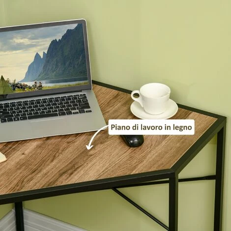 HOMCOM Scrivania Angolare A L Per Computer In Acciaio E Truciolato, 80x80x77.5 Cm, Nera E Marrone 7 HOMCOM Scrivania Angolare A L Per Computer In Acciaio E Truciolato, 80x80x77.5 Cm, Nera E Marrone - immagine 5