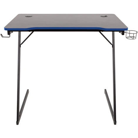 Flame - Scrivania Gaming - 80x50x75h Cm Nero E Blu 4 Flame - Scrivania Gaming - 80x50x75h Cm Nero E Blu - immagine 2