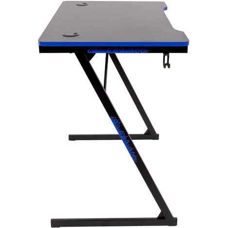 Flame - Scrivania Gaming - 80x50x75h Cm Nero E Blu 5 Flame - Scrivania Gaming - 80x50x75h Cm Nero E Blu - immagine 3