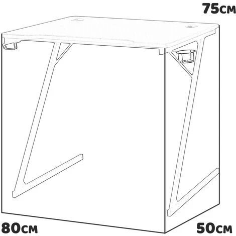 Flame - Scrivania Gaming - 80x50x75h Cm Nero E Blu 7 Flame - Scrivania Gaming - 80x50x75h Cm Nero E Blu - immagine 5