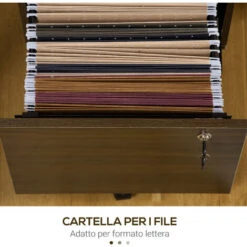 Vinsetto Schedario Portadocumenti Per Studio E Ufficio In MDF Con 3 Cassetti E Ruote, 40x50x68.5 Cm, Marrone -Ufficio E Casa 70299171 5