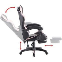 Sedia Gaming Reclinabile Con Poggiapiedi Estraibile Rosa E Nera 11 Sedia Gaming Reclinabile Con Poggiapiedi Estraibile Rosa E Nera -Ufficio E Casa 71802432 5
