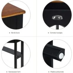 COSTWAY Scrivania Angolare In Legno Per Computer, Scrivania Porta PC Cassetto E Ripiano, Scrivania Salvaspazio E Moderna Per Ufficio E Studio, Marrone -Ufficio E Casa 72856541 4