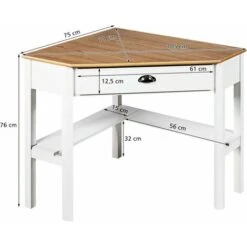 COSTWAY Scrivania Angolare In Legno Per Computer, Scrivania Porta PC Cassetto E Ripiano, Scrivania Salvaspazio E Moderna Per Ufficio E Studio, Naturale -Ufficio E Casa 72856543 5
