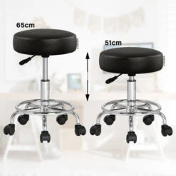 Casaria Sgabello Da Ufficio Seduta Girevole A 360° Morbida 10 Cm Altezza Regolabile 51-65 Cm Sedia Home-Office Sedia Per Centro Estetico Fisioterapista Studio Medico 2x Black (en) -Ufficio E Casa 76397834 4