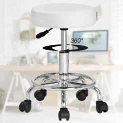 Casaria Sgabello Da Ufficio Seduta Girevole A 360° Morbida 10 Cm Altezza Regolabile 51-65 Cm Sedia Home-Office Sedia Per Centro Estetico Fisioterapista Studio Medico 2er Set Weiß (de) -Ufficio E Casa 76397836 5