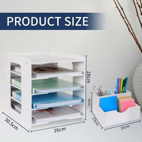 RHAFAYRE Vassoio Per Lettere - Organizer Da Scrivania - Portadocumenti A4 - Per Casa, Ufficio, Scuola (5 Livelli) 6 RHAFAYRE Vassoio Per Lettere - Organizer Da Scrivania - Portadocumenti A4 - Per Casa, Ufficio, Scuola (5 Livelli) - immagine 4