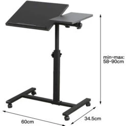 Tavolino Porta PC Scrivania Del Laptop Con Ruote, Altezza E Inclinazione Regolabili, Nero 60 34,5 58/90 Cm -Ufficio E Casa 78021187 5