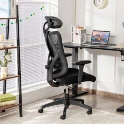 COSTWAY Sedia Da Ufficio In Rete, Sedia Ufficio Ergonomica Con Supporto Lombare, Poggiatesta, Poltrona Girevole Altezza Regolabile, Reclinabile A 135°, Sedia Gaming, Max Portata Di 125 Kg(Nero) 11 COSTWAY Sedia Da Ufficio In Rete, Sedia Ufficio Ergonomica Con Supporto Lombare, Poggiatesta, Poltrona Girevole Altezza Regolabile, Reclinabile A 135°, Sedia Gaming, Max Portata Di 125 Kg(Nero) -Ufficio E Casa 78463094 5