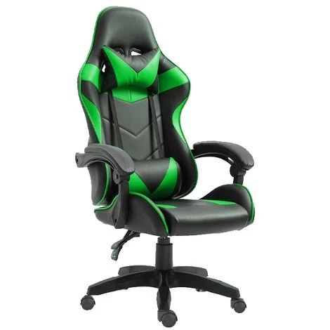 GLOXY Sedia Gaming Girevole, Ergonomica, Altezza Regolabile, Con Poggiatesta E Supporto Lombare, Colore Nera E Verde 5 GLOXY Sedia Gaming Girevole, Ergonomica, Altezza Regolabile, Con Poggiatesta E Supporto Lombare, Colore Nera E Verde - immagine 3