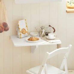 SoBuy Tavolo Pieghevole A Muro Scrivania Tavolo Per Computer Tavolo Da Cucina Bianco FWT03-W -Ufficio E Casa 7986034 5