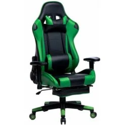 WOLTU Sedia Gaming Sedie Da Ufficio Girevole Poggiapiedi Retrattile Poltrona PU Verde