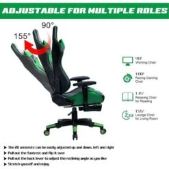 WOLTU Sedia Gaming Sedie Da Ufficio Girevole Poggiapiedi Retrattile Poltrona PU Verde -Ufficio E Casa 80878829 5