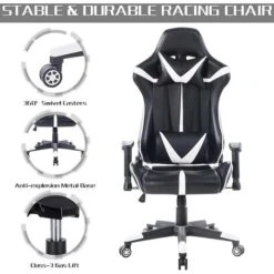 WOLTU Sedia Da Gaming Ergonomica Poltrona Da Gioco Regolabili Per Studio Ufficio Bianca -Ufficio E Casa 80878944 4