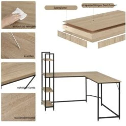 WOLTU Scrivania Angolare In Legno Con Libreria Grande Per Studio Industriale -Ufficio E Casa 80879478 4