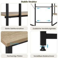WOLTU Scrivania Angolare In Legno Con Libreria Grande Per Studio Industriale -Ufficio E Casa 80879478 5