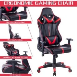 WOLTU Sedia Da Gaming Ergonomica Poltrona Da Gioco Regolabili Per Studio Ufficio Rosso -Ufficio E Casa 80879569 4