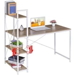 WOLTU Scrivania Con 4 Ripiani Tavolo Porta PC Computer Casa Ufficio 120cm Ruggine+nero -Ufficio E Casa 80879717 4