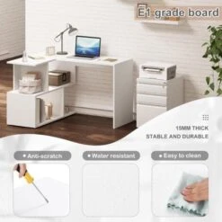 WOLTU Scrivania Angolare A 3 Ripiani Con Mensola Tavolo Da Lavoro Ufficio Legno -Ufficio E Casa 80879754 5