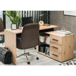 Scrivania Angolare Industry, Finitura Nero E Rovere