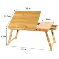 None Tavolino Servitore Con 1 Cassetto Regolabile In Altezza Porta PC Pieghevole In Bambù Multifunzione