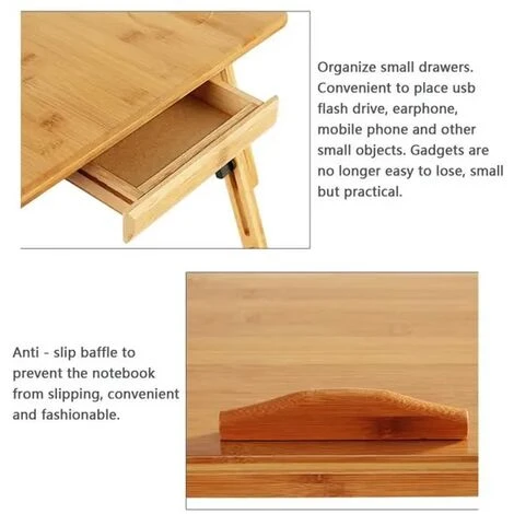 None Tavolino Servitore Con 1 Cassetto Regolabile In Altezza Porta PC Pieghevole In Bambù Multifunzione 5 None Tavolino Servitore Con 1 Cassetto Regolabile In Altezza Porta PC Pieghevole In Bambù Multifunzione - immagine 3