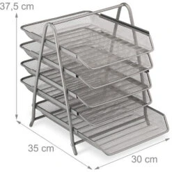 Relaxdays Organizer Portadocumenti Con 5 Vaschette, Portalettere A4, HLP: 37,5 X 30 X 35 Cm, Rete In Acciaio, Argentato 10 Relaxdays Organizer Portadocumenti Con 5 Vaschette, Portalettere A4, HLP: 37,5 X 30 X 35 Cm, Rete In Acciaio, Argentato -Ufficio E Casa 82433082 4