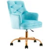 Sedia Da Ufficio Ergonomica Girevole 360° Poltrona Velluto Azzurro E Gambe Oro -Ufficio E Casa 83679198 1