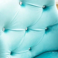 Sedia Da Ufficio Ergonomica Girevole 360° Poltrona Velluto Azzurro E Gambe Oro -Ufficio E Casa 83679198 5