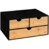 Contenitore Rettangolare Angolare In Bambù Bava, 3 Cassetti, Nero - 5 Five Simply Smart -Ufficio E Casa 83781200 1