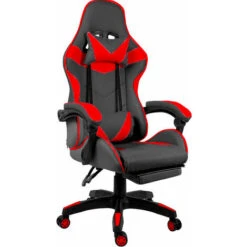 Sedia Gaming Poltrona Ufficio Scrivania Casa PC Stile Racing Girevole Ergonomica In Ecopelle Con Rotelle Cuscino Supporto Lombare Poggiapiedi Poggiatesta Braccioli Altezza Regolabile (Nero E Rosso) -Ufficio E Casa 86814947 3