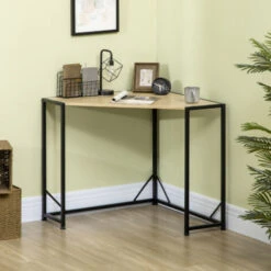 HOMCOM Scrivania Angolare Salvaspazio Per Camera E Ufficio In Legno E Metallo Stile Industriale, 80x80x75.5cm -Ufficio E Casa 87945634 2