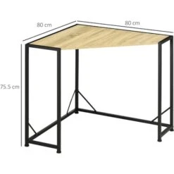 HOMCOM Scrivania Angolare Salvaspazio Per Camera E Ufficio In Legno E Metallo Stile Industriale, 80x80x75.5cm -Ufficio E Casa 87945634 3